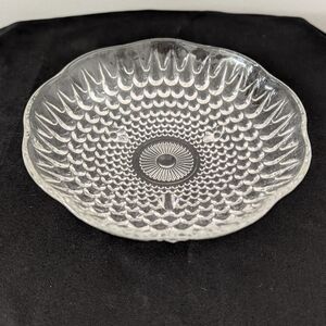 Vintage Clear Glass Small Footed Candy Dish Bowl Hobnail Scalloped 6.25" Dia‎